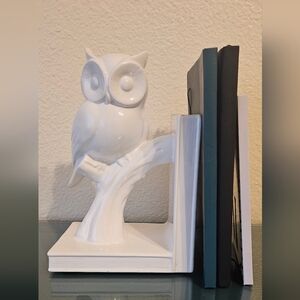 Perched White Owl Bookend